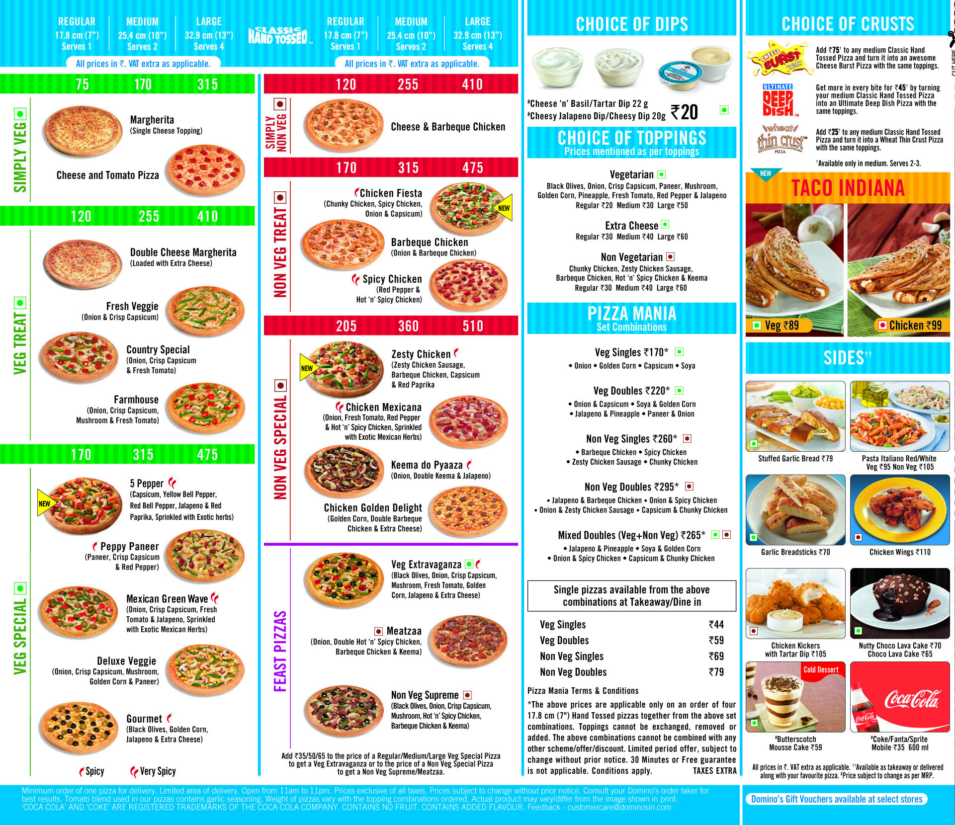 dominos menu india