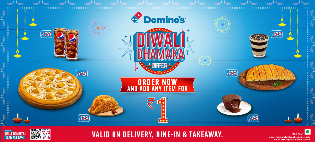 Domino’s Diwali Dhamaka Offer 2022 – Order Your favourite item @Re.1